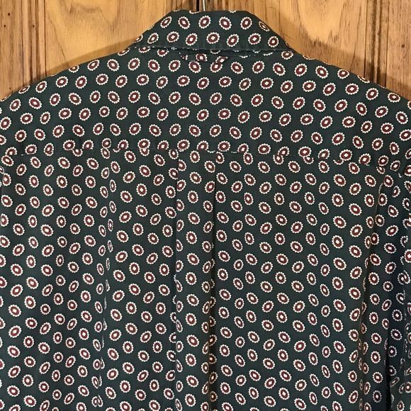 Tommy Hilfiger XL Oxford Button-Down Green Print‎ Shirt Pocket Flag & Crest Logo - Picture 11 of 12
